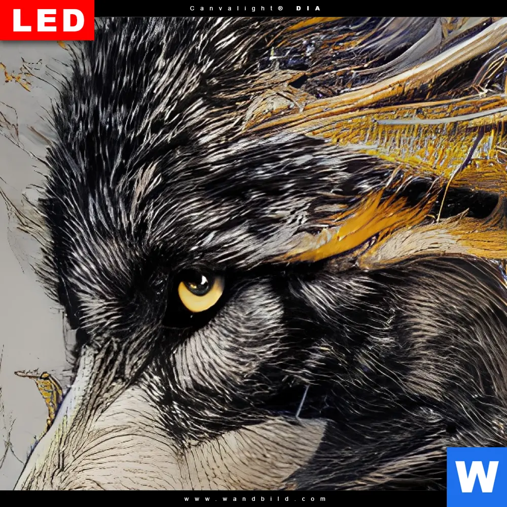 Wechselmotiv Acrylglas Canvalight® DIA | Abstrakter Wolf in Gold und Grau | Schmal - Image 4