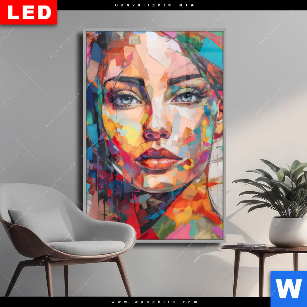 Wechselmotiv Acrylglas Canvalight® DIA | Abstraktes Frauenporträt Aurora | Hochformat