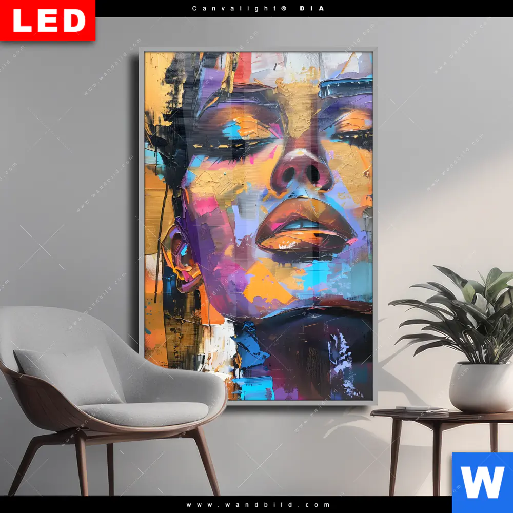 Wechselmotiv Acrylglas Canvalight® DIA | Abstraktes Frauenporträt Dilara | Hochformat