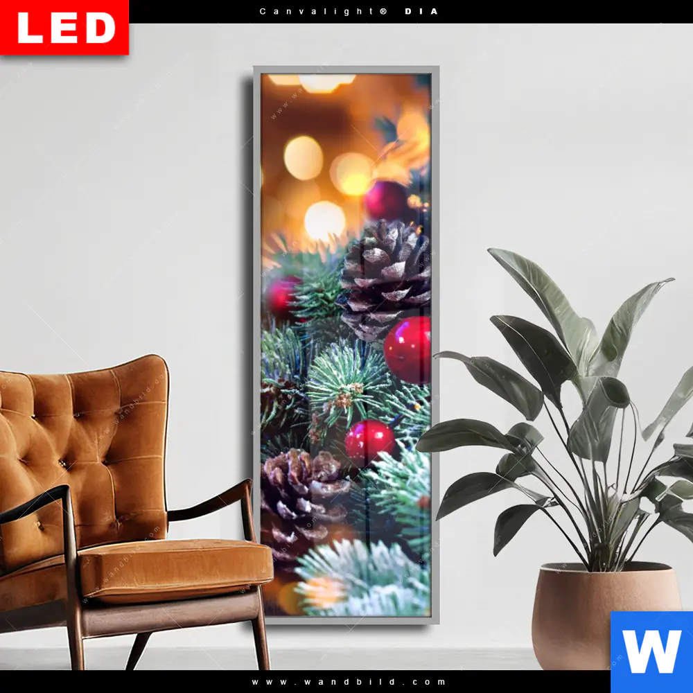 Wechselmotiv Acrylglas Canvalight® DIA | Adventskerze mit Weihnachtsschmuck | Schmal