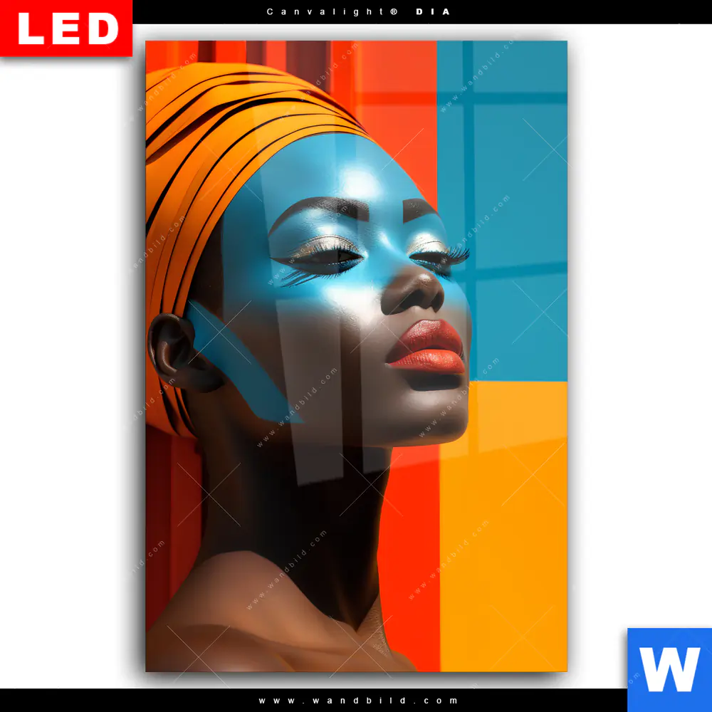 Wechselmotiv Acrylglas Canvalight® DIA | Afrikanische Frau mit Turban | Hochformat - Image 2