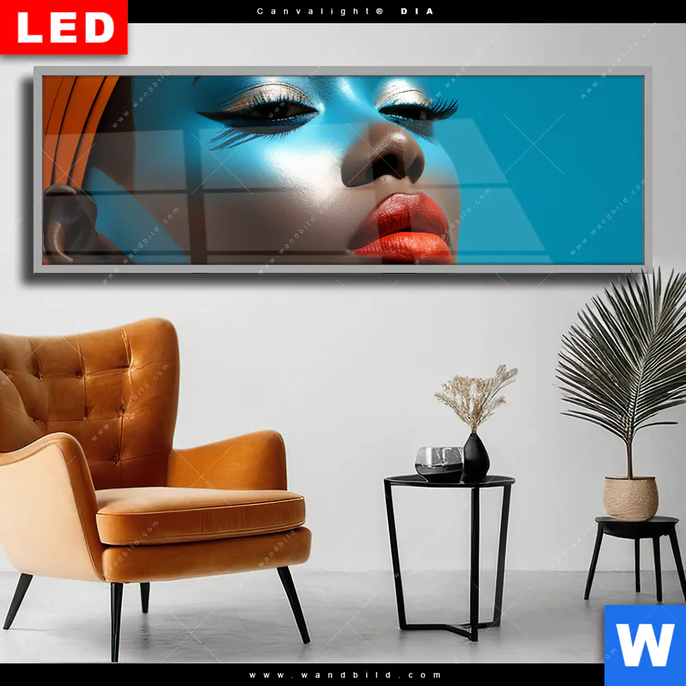 Wechselmotiv Acrylglas Canvalight® DIA | Afrikanische Frau mit Turban | Panorama