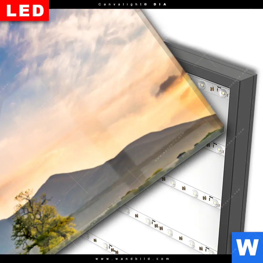 Wechselmotiv Acrylglas Canvalight® DIA | Alte Burg mit See | Panorama - Image 3