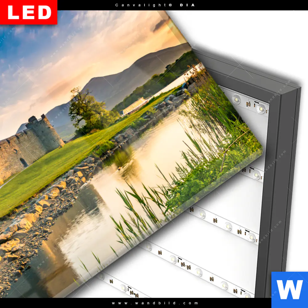 Wechselmotiv Acrylglas Canvalight® DIA | Alte Burg mit See | Querformat - Image 3