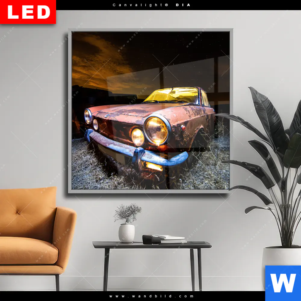 Wechselmotiv Acrylglas Canvalight® DIA | Altes Auto | Quadrat