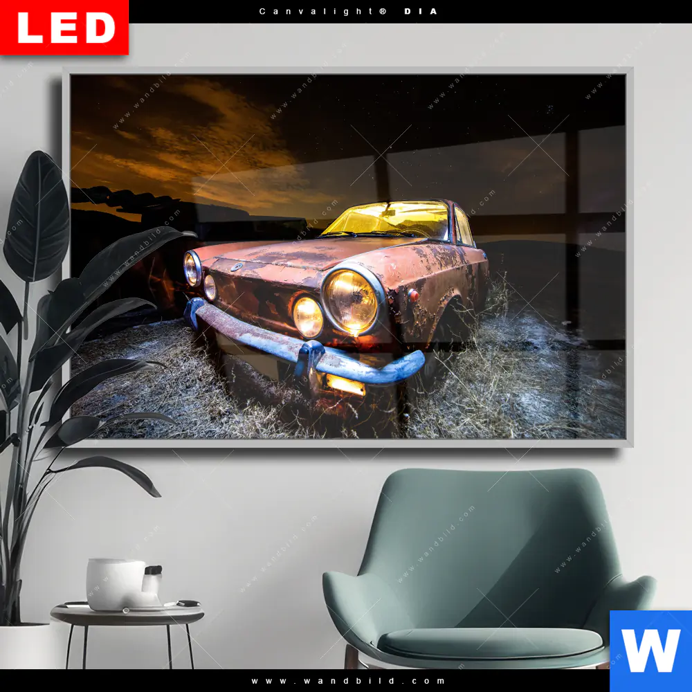 Wechselmotiv Acrylglas Canvalight® DIA | Altes Auto | Querformat