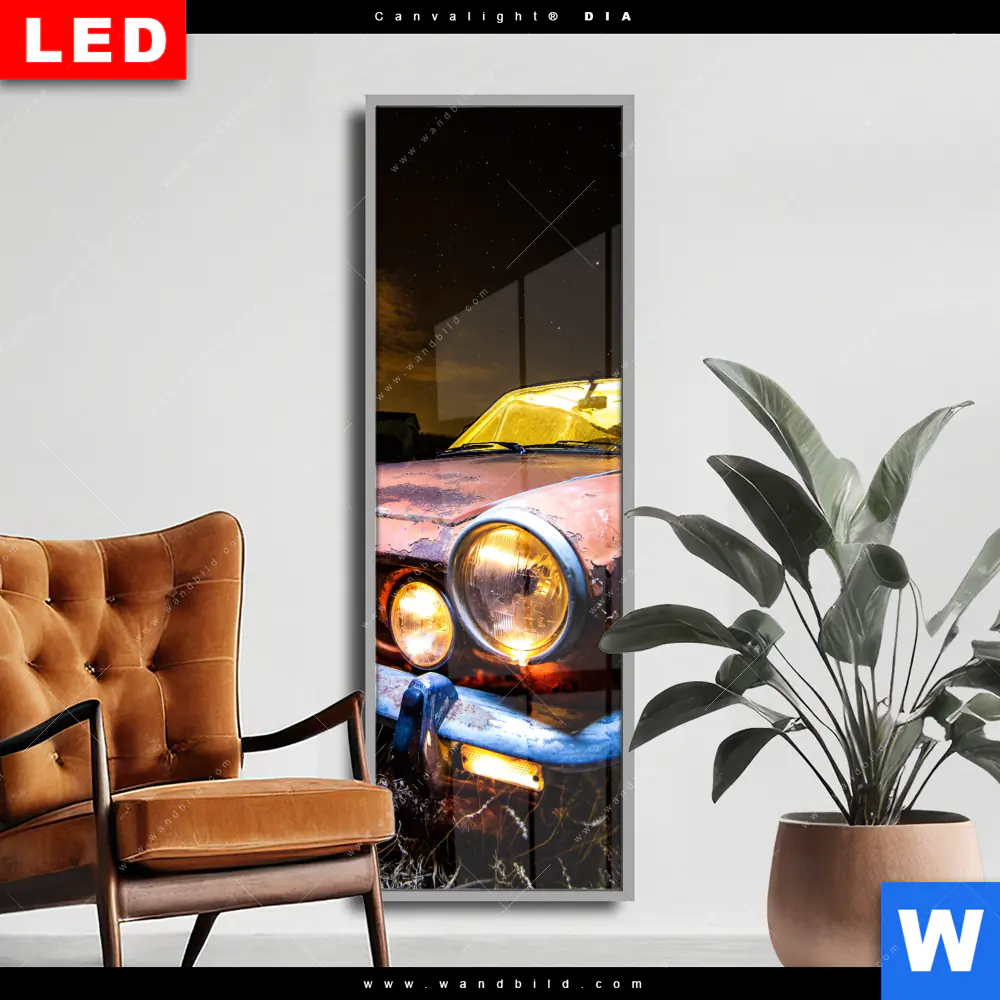 Wechselmotiv Acrylglas Canvalight® DIA | Altes Auto | Schmal