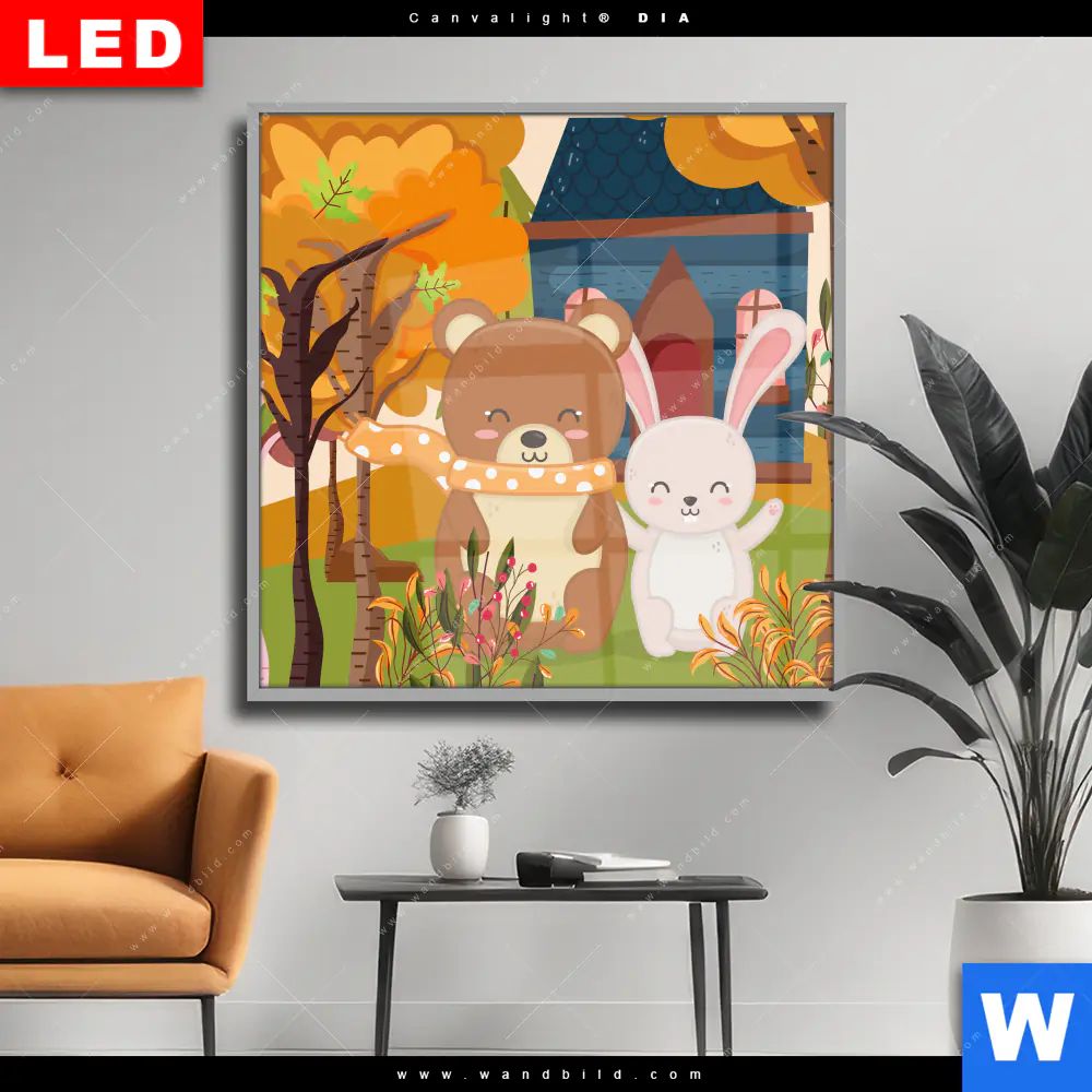 Wechselmotiv Acrylglas Canvalight® DIA | Bär & Häschen | Quadrat