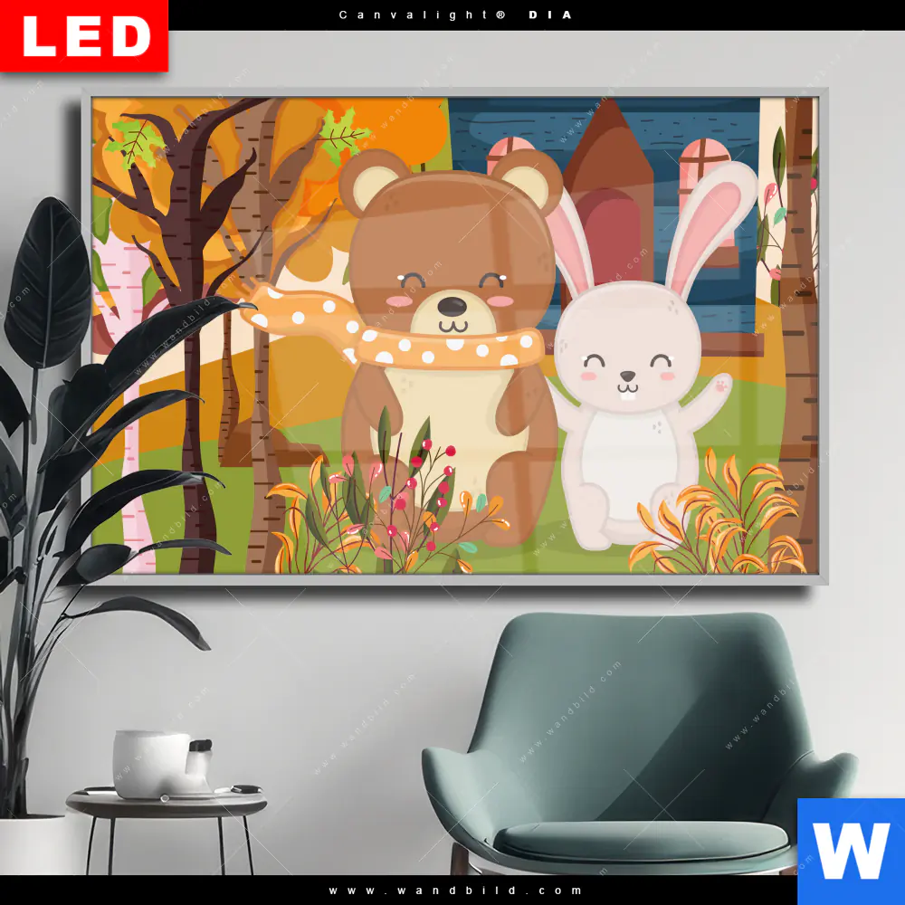 Wechselmotiv Acrylglas Canvalight® DIA | Bär & Häschen | Querformat