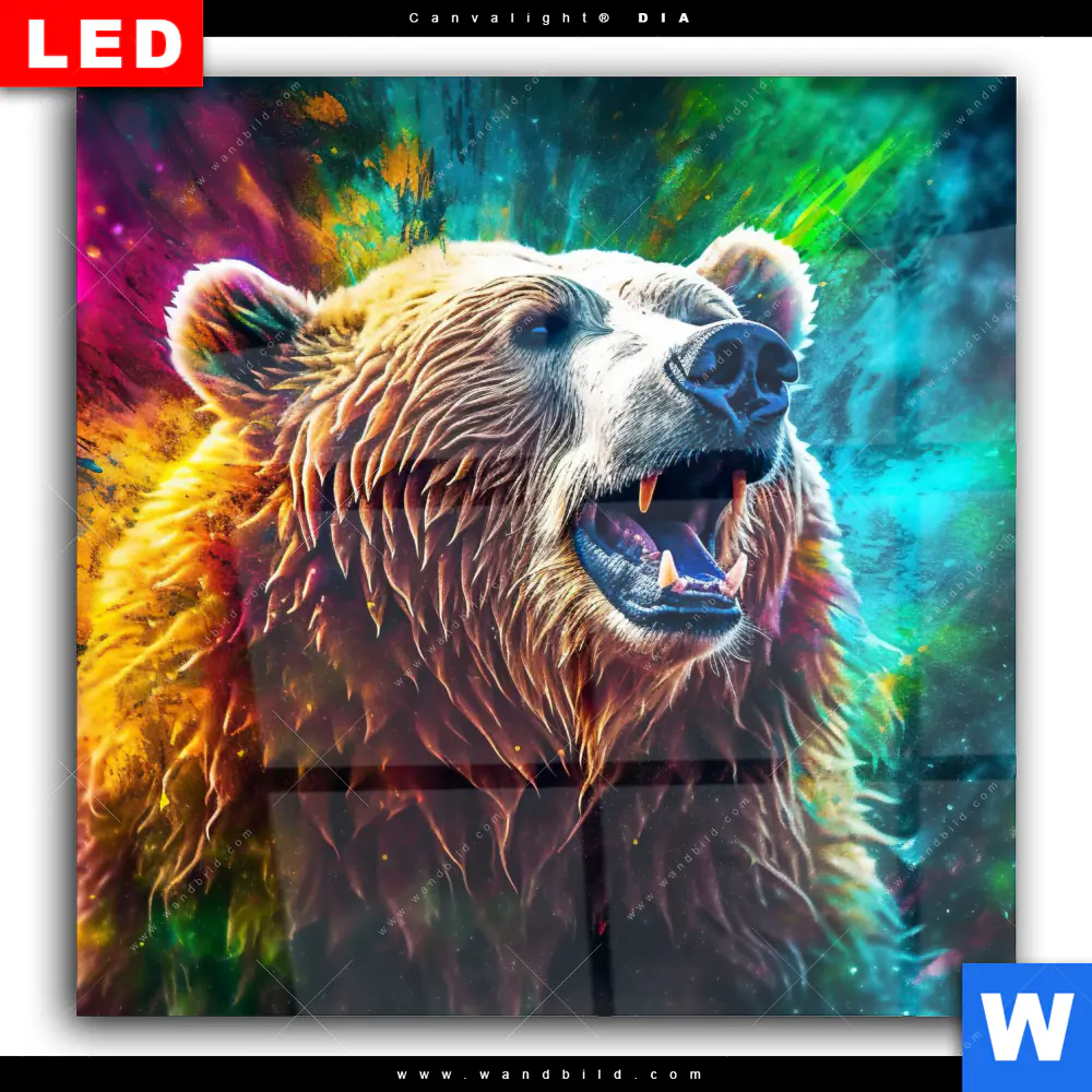 Wechselmotiv Acrylglas Canvalight® DIA | Bär in Neonfarben | Quadrat - Image 2