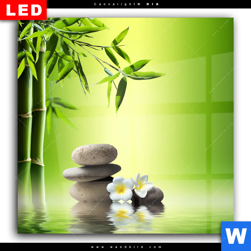 Wechselmotiv Acrylglas Canvalight® DIA | Bambus & Steine | Quadrat - Image 2