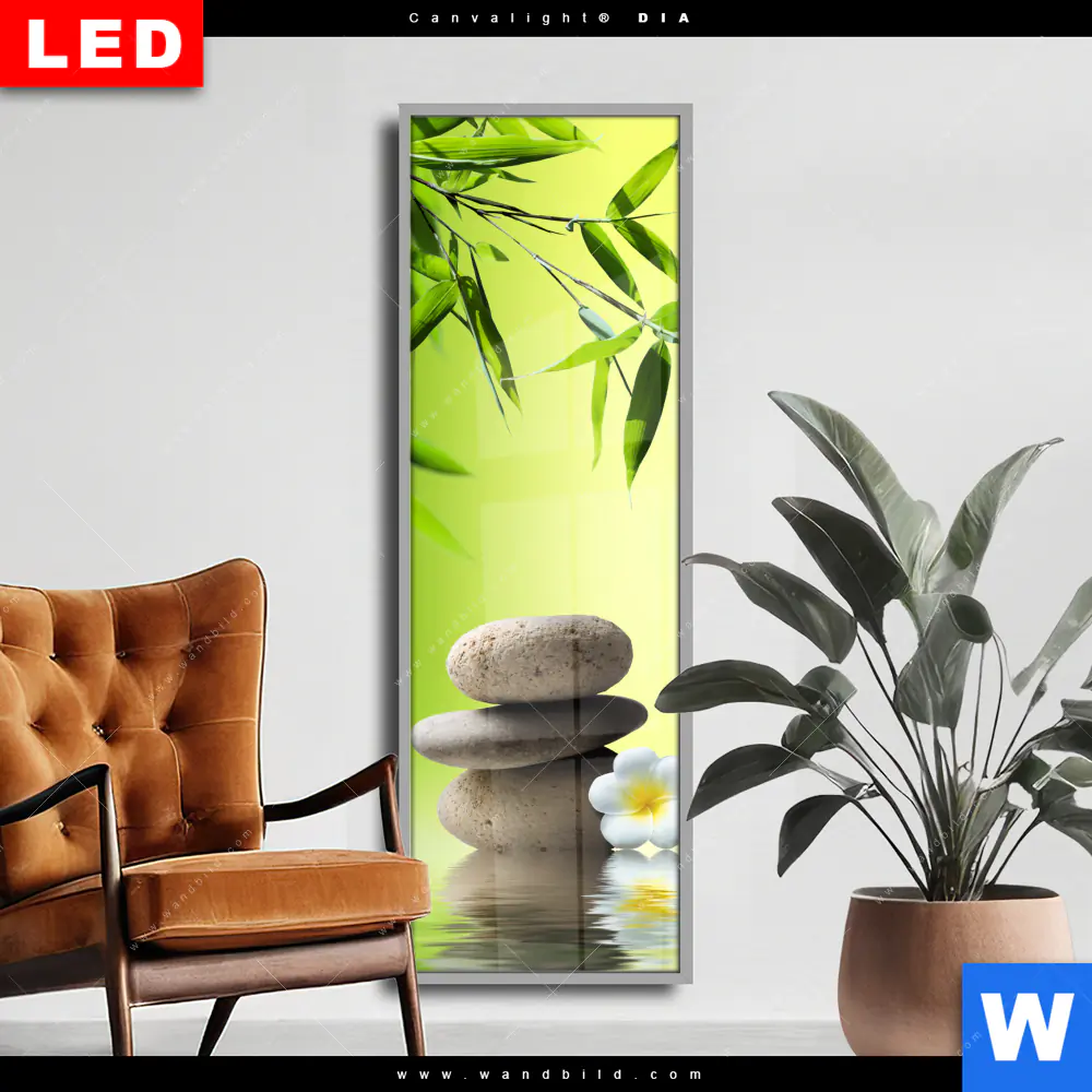 Wechselmotiv Acrylglas Canvalight® DIA | Bambus & Steine | Schmal