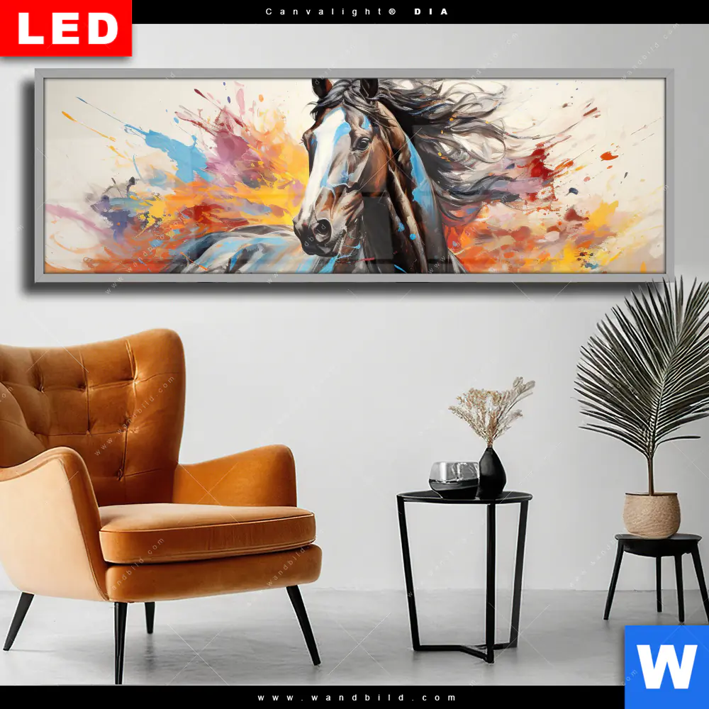 Wechselmotiv Acrylglas Canvalight® DIA | Bella - Abstraktes Pferdeporträt | Panorama