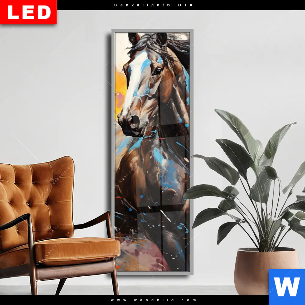 Wechselmotiv Acrylglas Canvalight® DIA | Bella - Abstraktes Pferdeporträt | Schmal