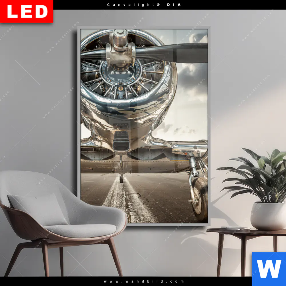 Wechselmotiv Acrylglas Canvalight® DIA | Bereit zum Abheben | Hochformat