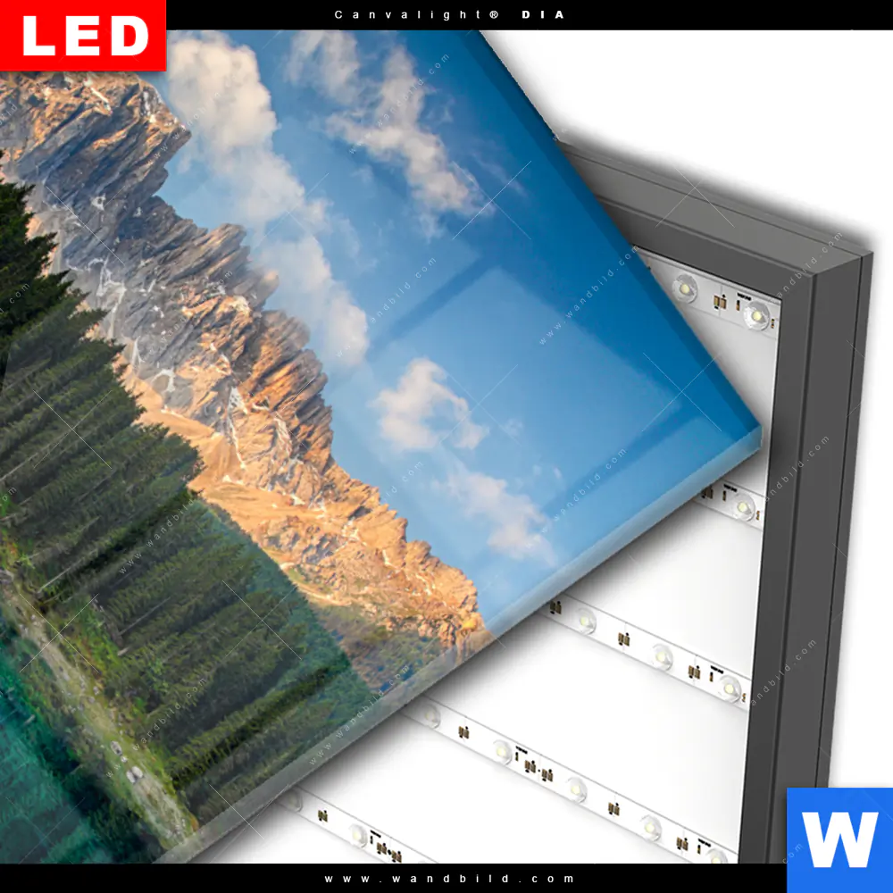 Wechselmotiv Acrylglas Canvalight® DIA | Bergsee im Wald | Hochformat - Image 3