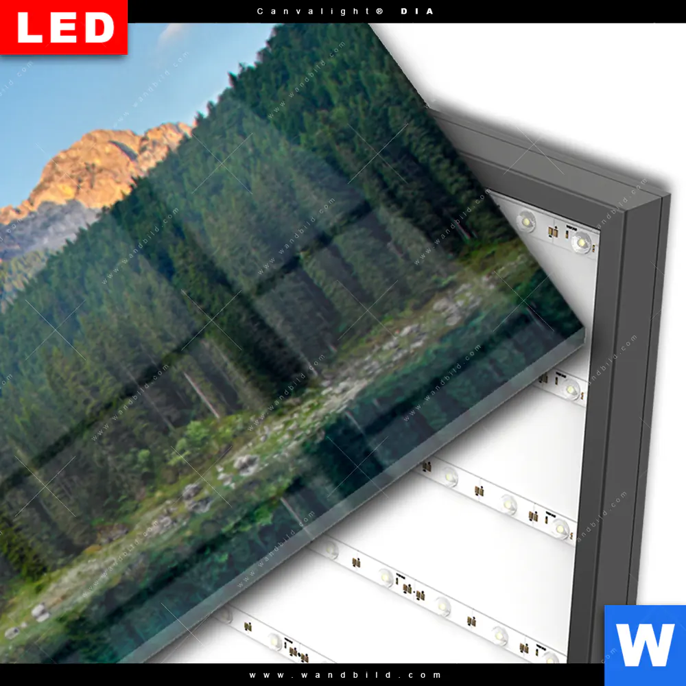 Wechselmotiv Acrylglas Canvalight® DIA | Bergsee im Wald | Panorama - Image 3