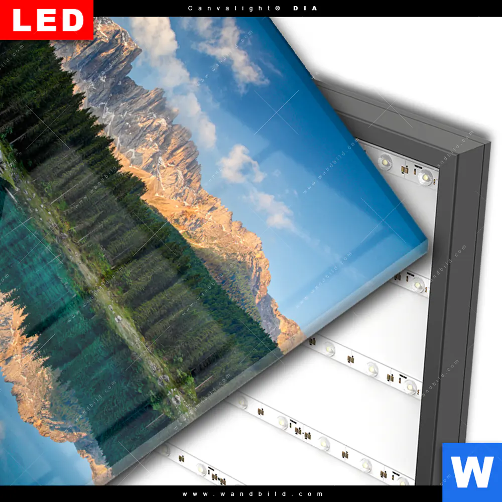 Wechselmotiv Acrylglas Canvalight® DIA | Bergsee im Wald | Quadrat - Image 3