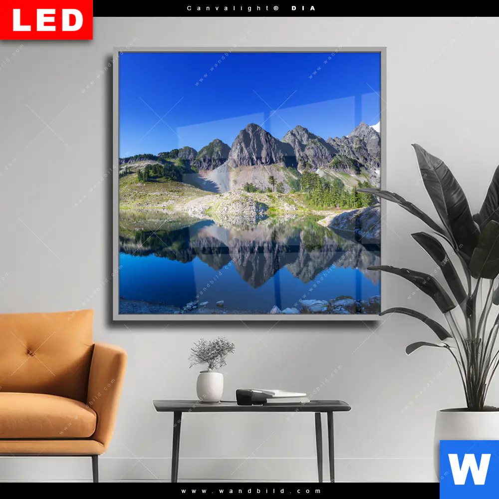 Wechselmotiv Acrylglas Canvalight® DIA | Bergsee in Amerika | Quadrat