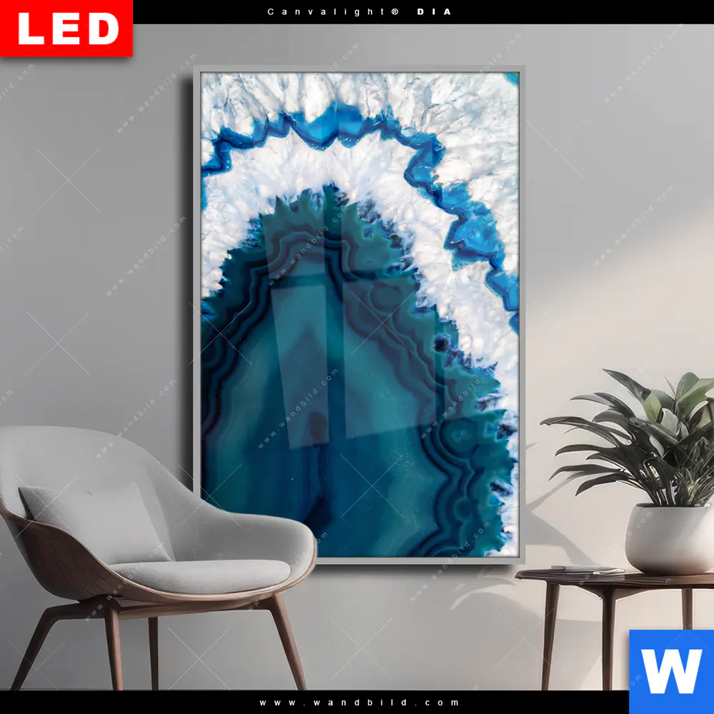 Wechselmotiv Acrylglas Canvalight® DIA | Blauer Achat | Hochformat