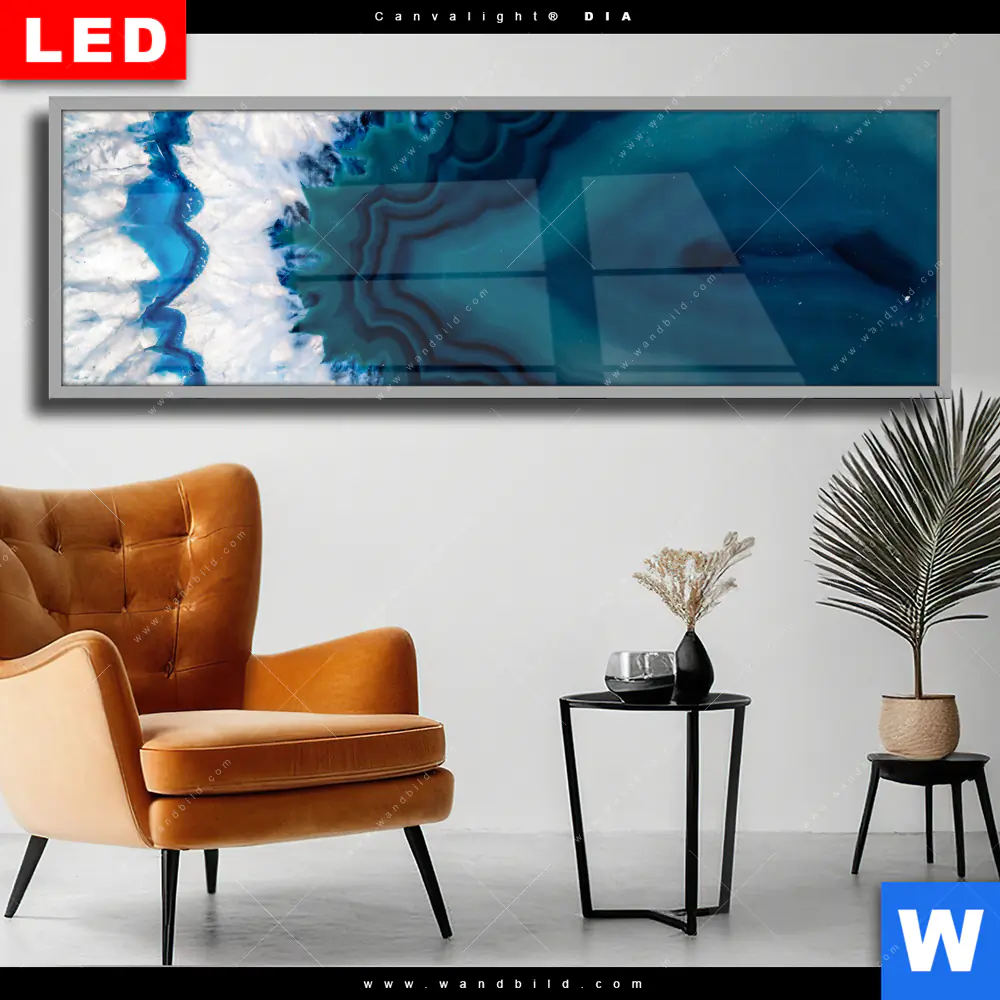 Wechselmotiv Acrylglas Canvalight® DIA | Blauer Achat | Panorama