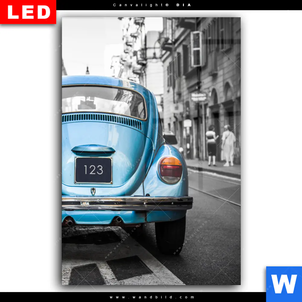 Wechselmotiv Acrylglas Canvalight® DIA | Blauer Oldtimer | Hochformat - Image 2