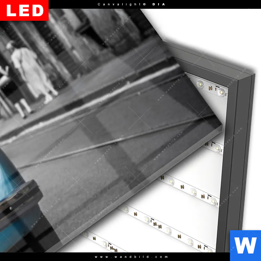 Wechselmotiv Acrylglas Canvalight® DIA | Blauer Oldtimer | Panorama - Image 3