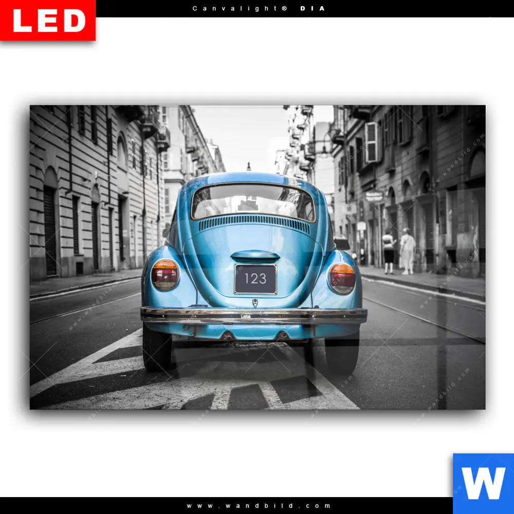 Wechselmotiv Acrylglas Canvalight® DIA | Blauer Oldtimer | Querformat - Image 2
