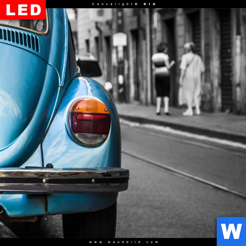 Wechselmotiv Acrylglas Canvalight® DIA | Blauer Oldtimer | Schmal - Image 4