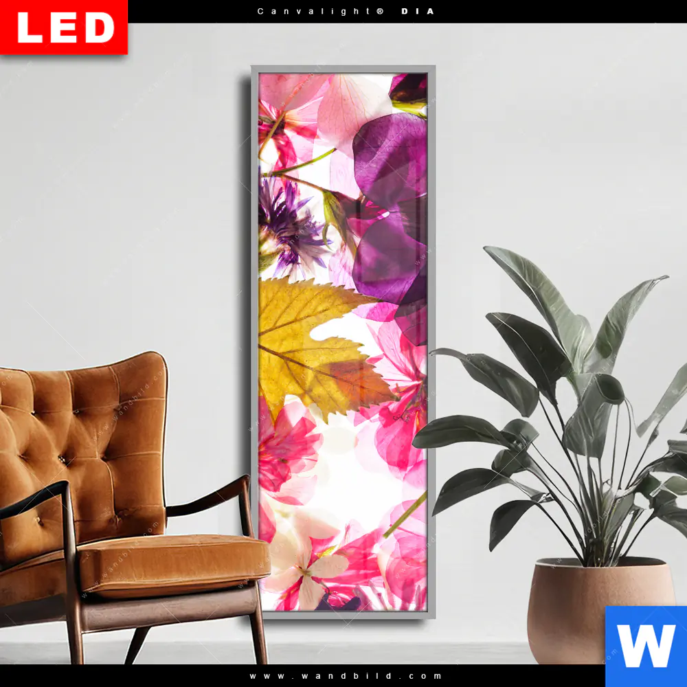 Wechselmotiv Acrylglas Canvalight® DIA | Blumen Collage No.2 | Schmal