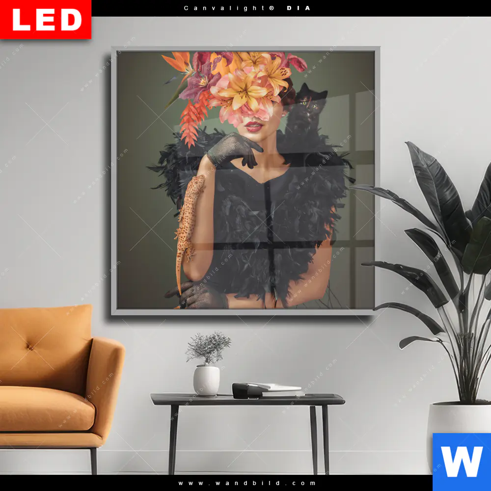 Wechselmotiv Acrylglas Canvalight® DIA | Blumenportrait einer Frau | Quadrat