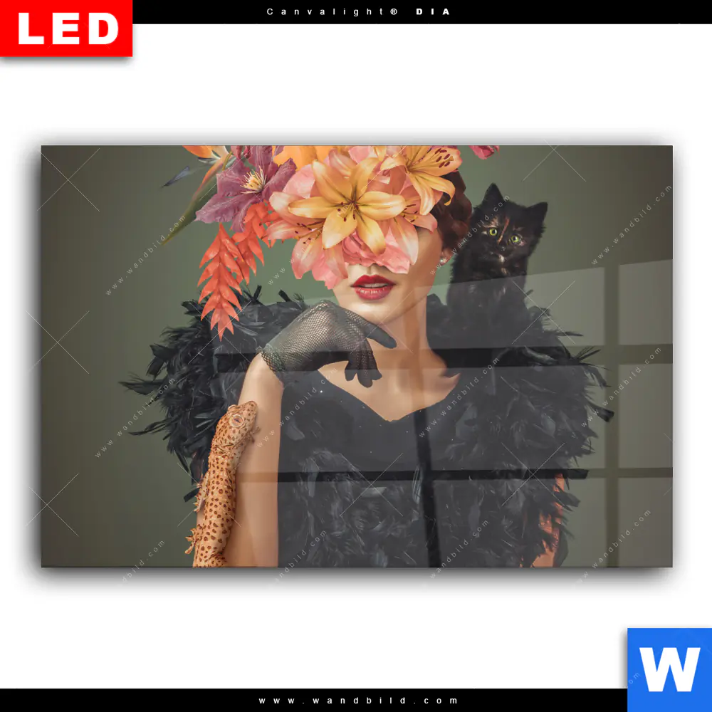 Wechselmotiv Acrylglas Canvalight® DIA | Blumenportrait einer Frau | Querformat - Image 2