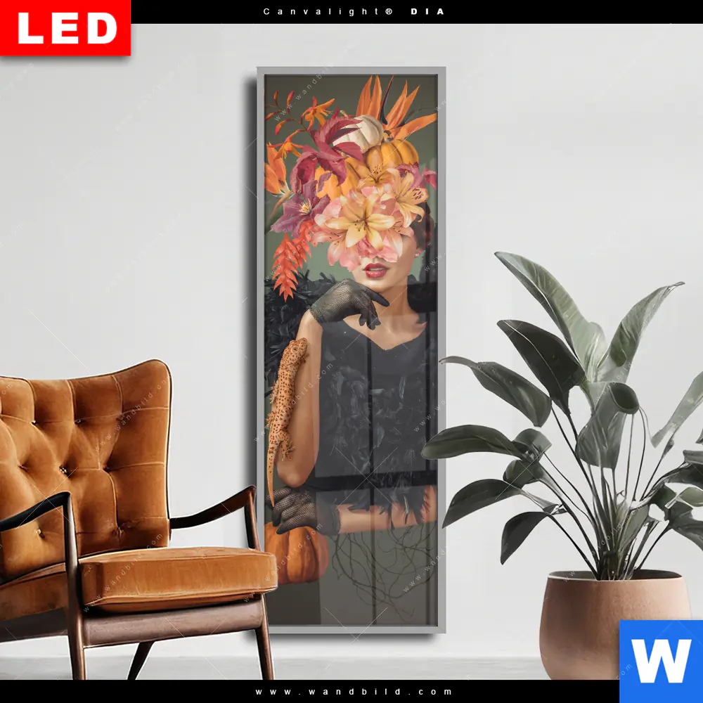 Wechselmotiv Acrylglas Canvalight® DIA | Blumenportrait einer Frau | Schmal