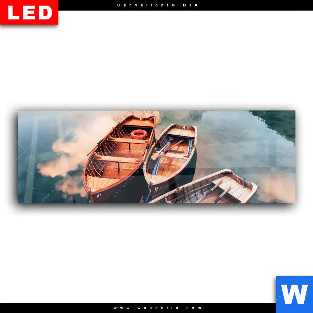Wechselmotiv Acrylglas Canvalight® DIA | Boote im Bergsee | Panorama - Image 2