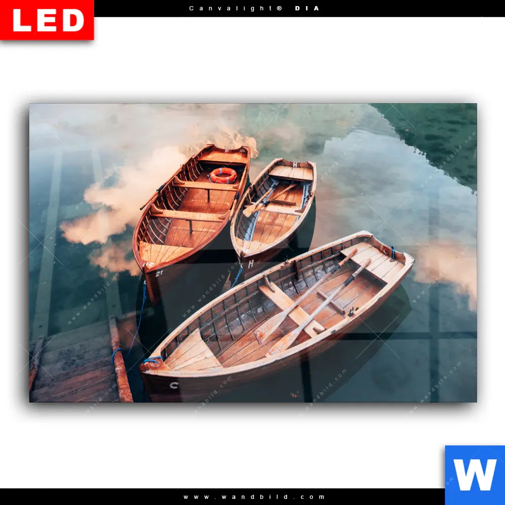 Wechselmotiv Acrylglas Canvalight® DIA | Boote im Bergsee | Querformat - Image 2