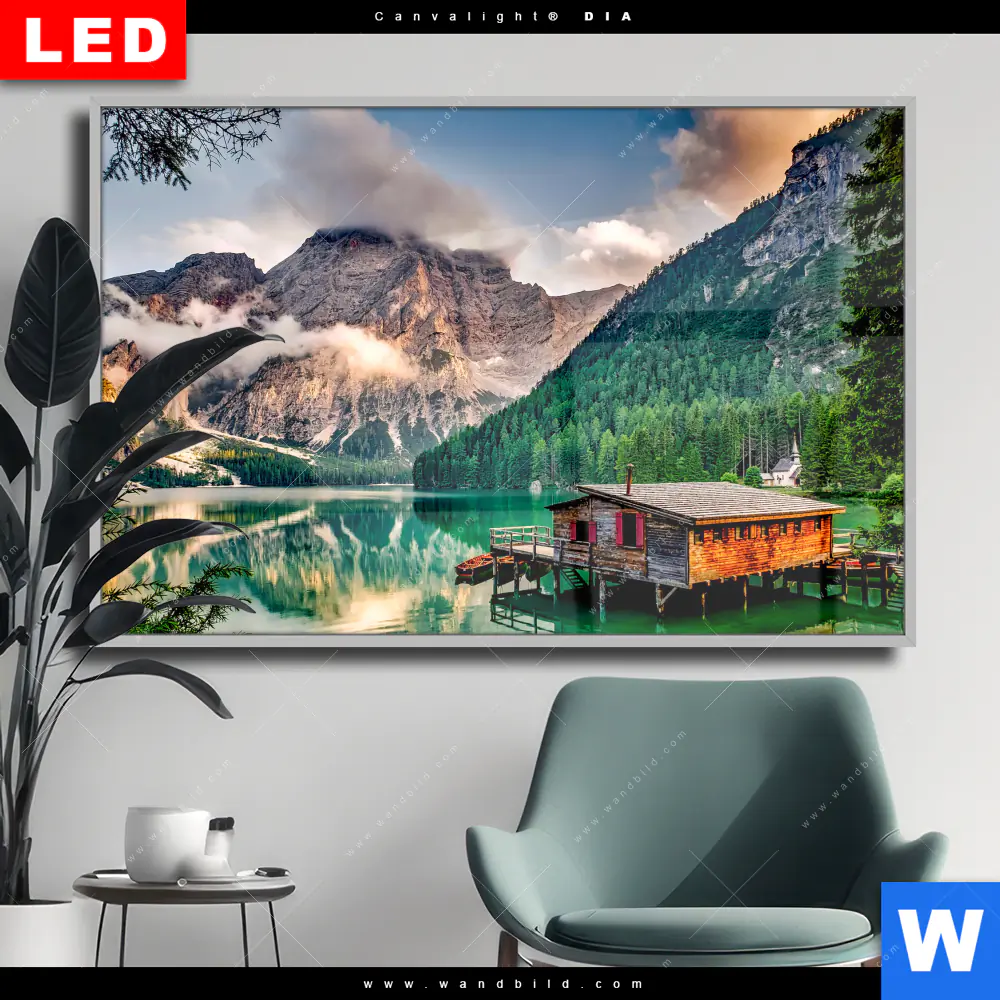Wechselmotiv Acrylglas Canvalight® DIA | Bootshütte | Querformat