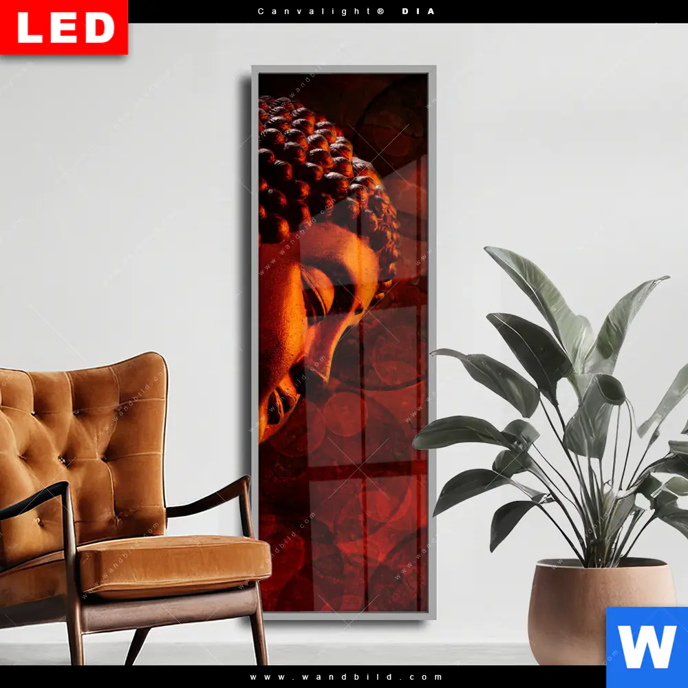 Wechselmotiv Acrylglas Canvalight® DIA | Bronze Zen Buddha | Schmal