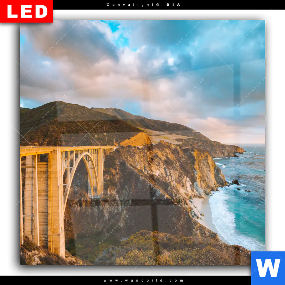 Wechselmotiv Acrylglas Canvalight® DIA | Brücke an der Küste | Quadrat - Image 2