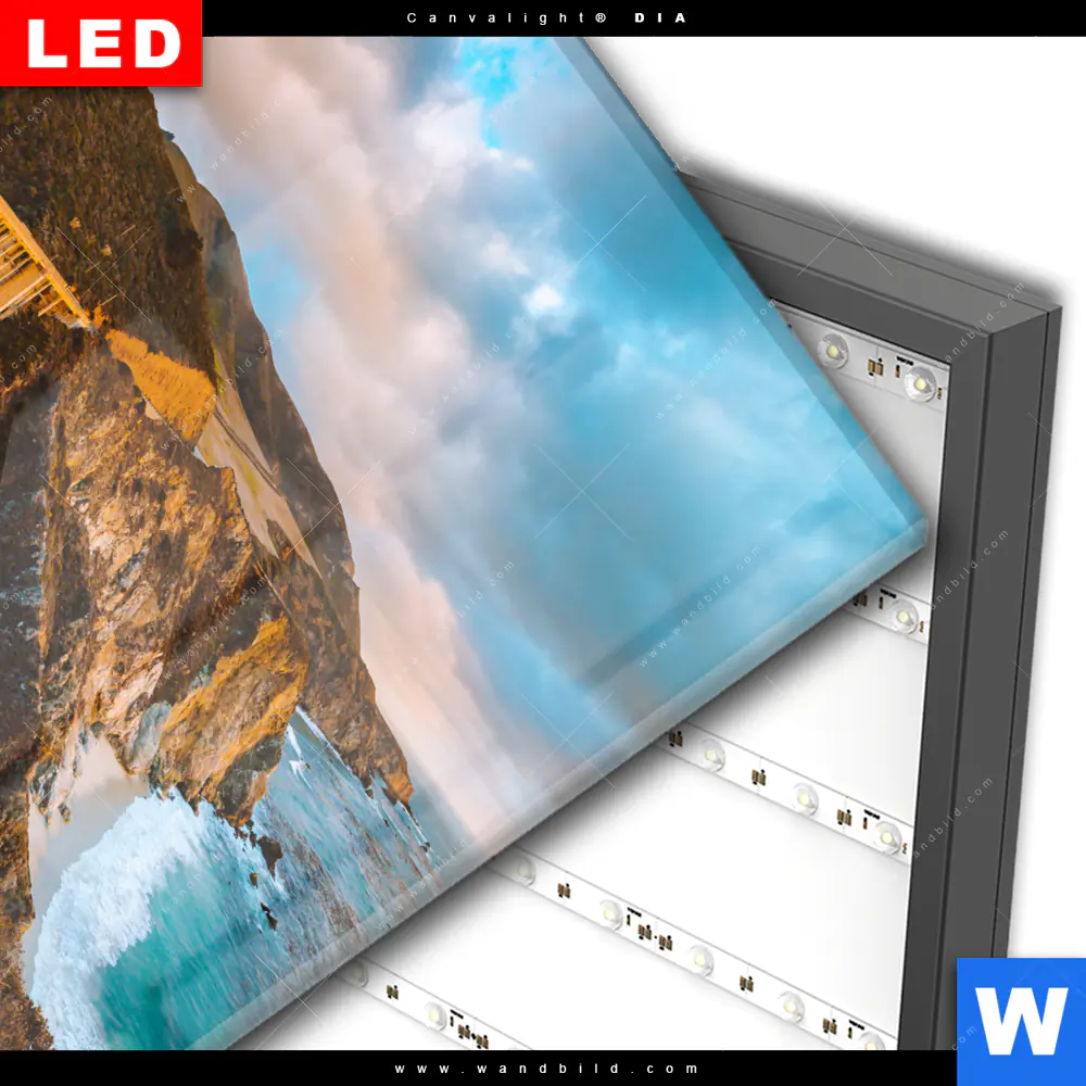 Wechselmotiv Acrylglas Canvalight® DIA | Brücke an der Küste | Quadrat - Image 3