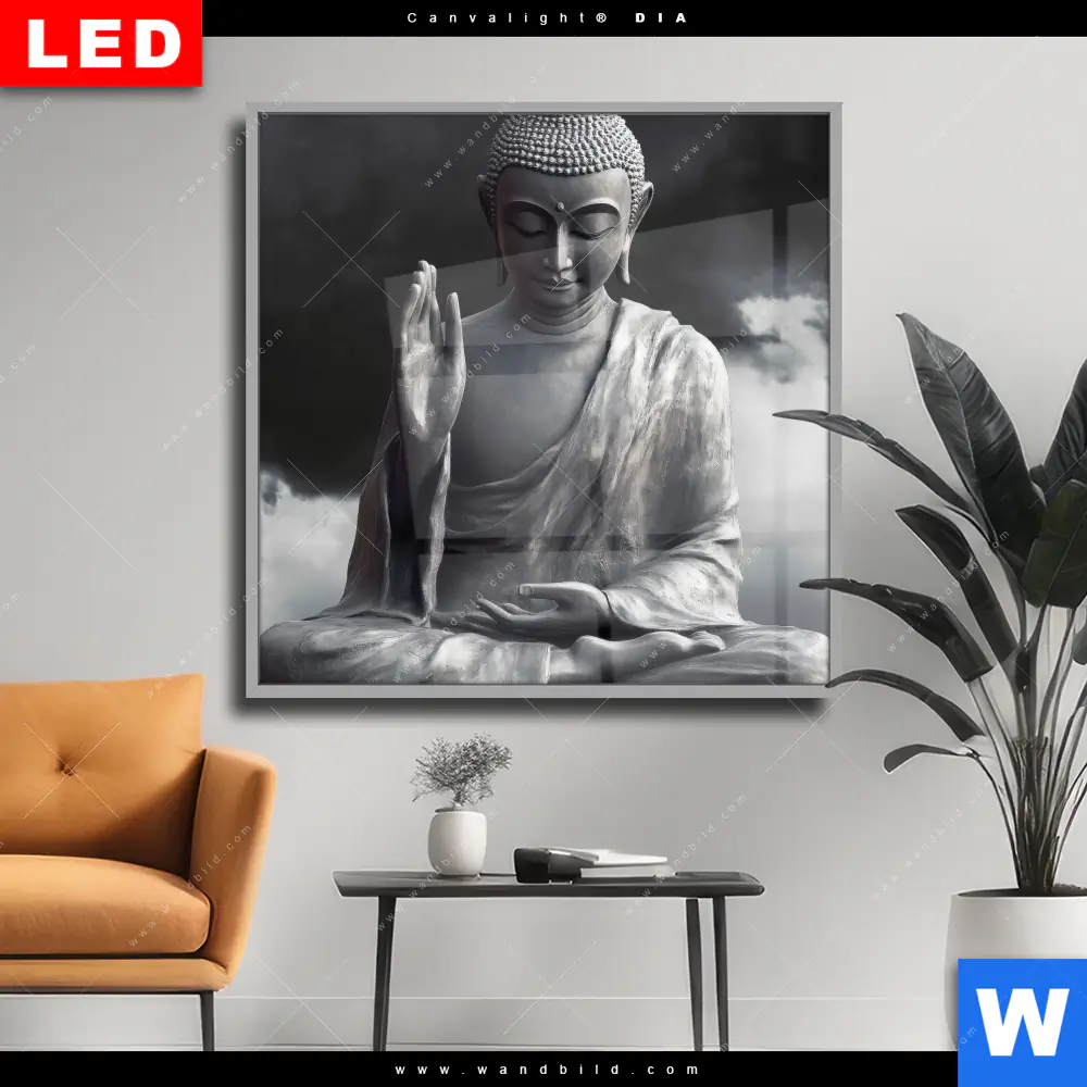 Wechselmotiv Acrylglas Canvalight® DIA | Buddha - Erleuchtung im Dunkeln | Quadrat