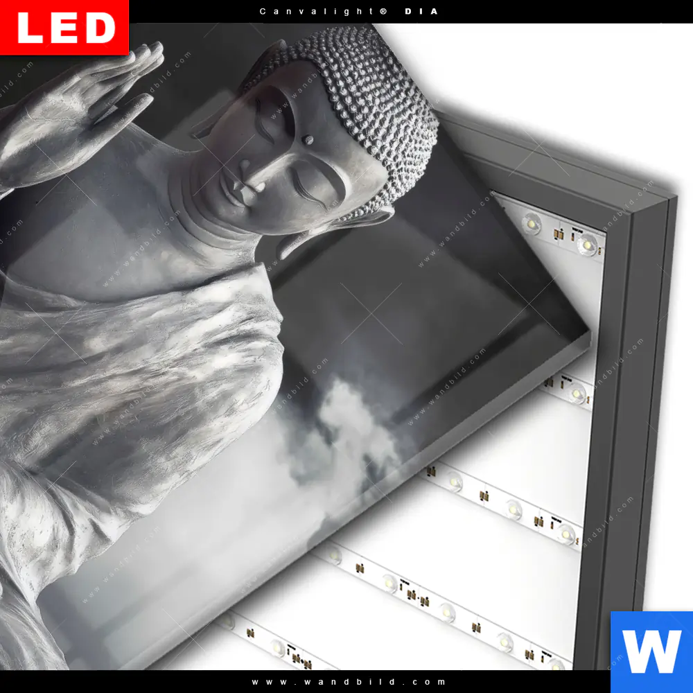 Wechselmotiv Acrylglas Canvalight® DIA | Buddha - Erleuchtung im Dunkeln | Quadrat - Image 3