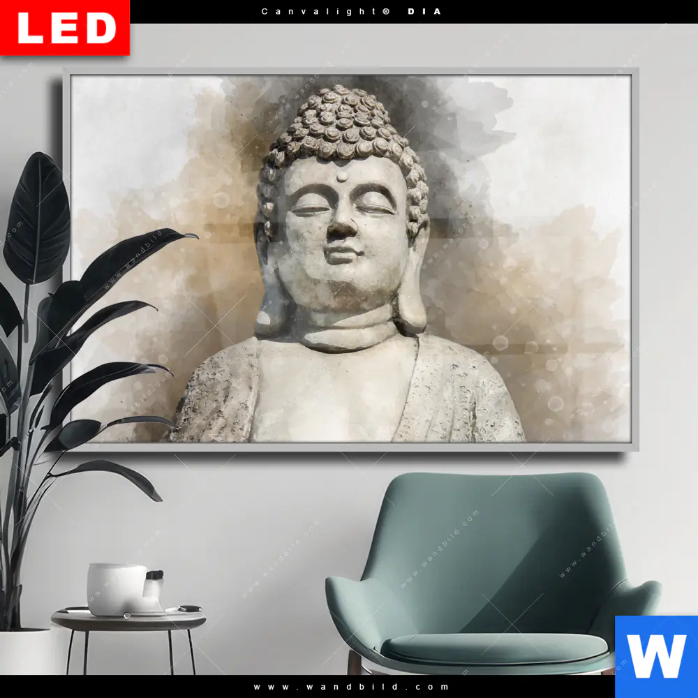 Wechselmotiv Acrylglas Canvalight® DIA | Buddha in Frieden | Querformat