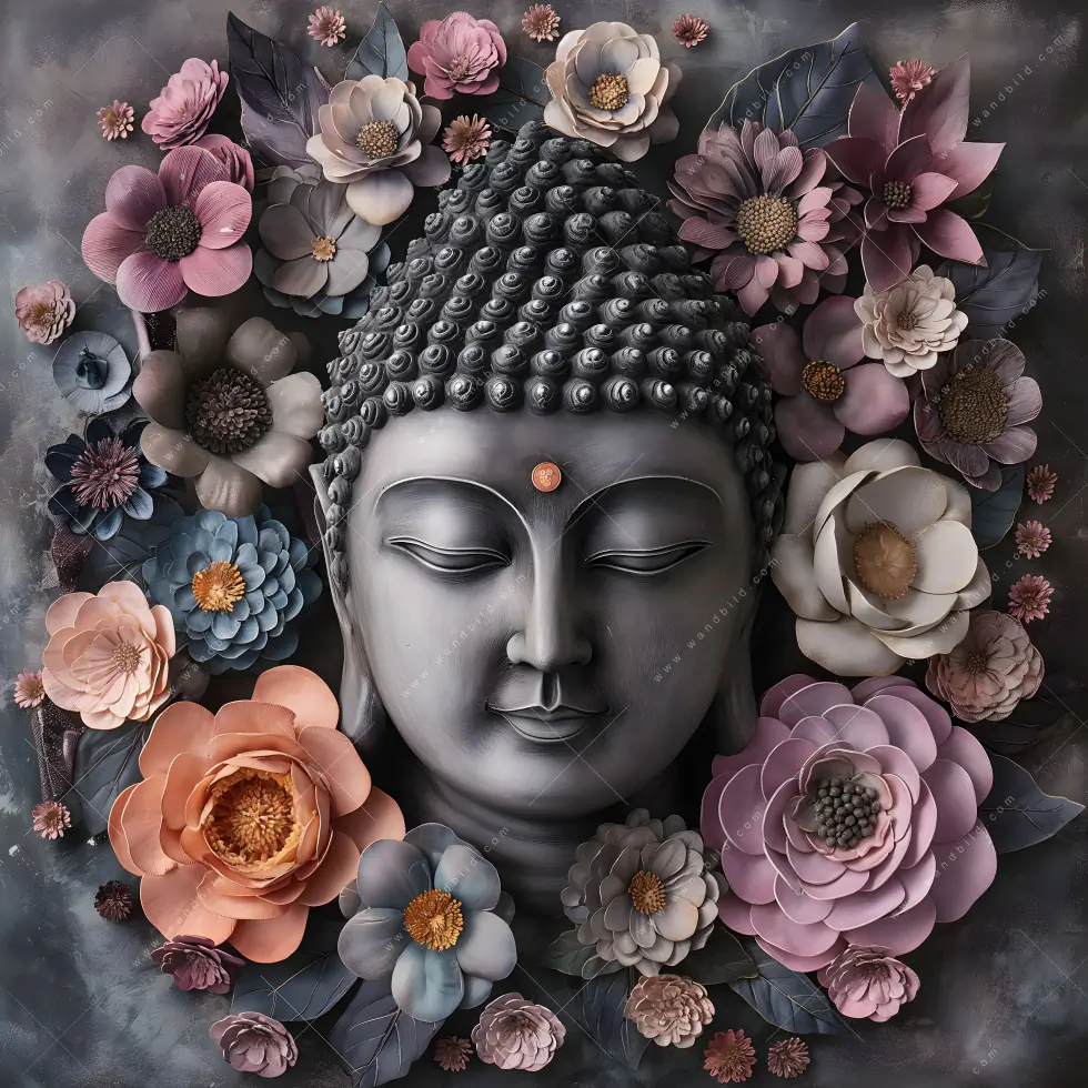 Wechselmotiv Acrylglas Canvalight® DIA | Buddha-Kunst mit Pastellblüten | Hochformat - Image 5