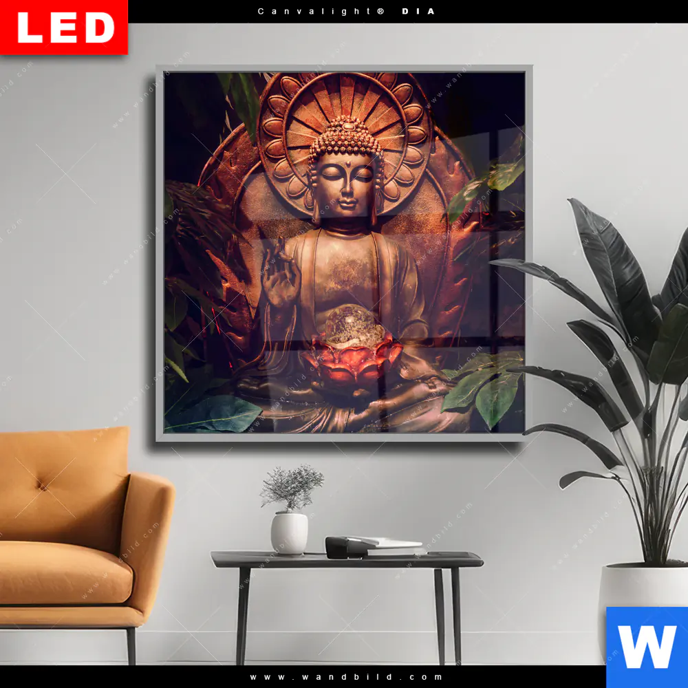 Wechselmotiv Acrylglas Canvalight® DIA | Buddha & Lotusblüte | Quadrat