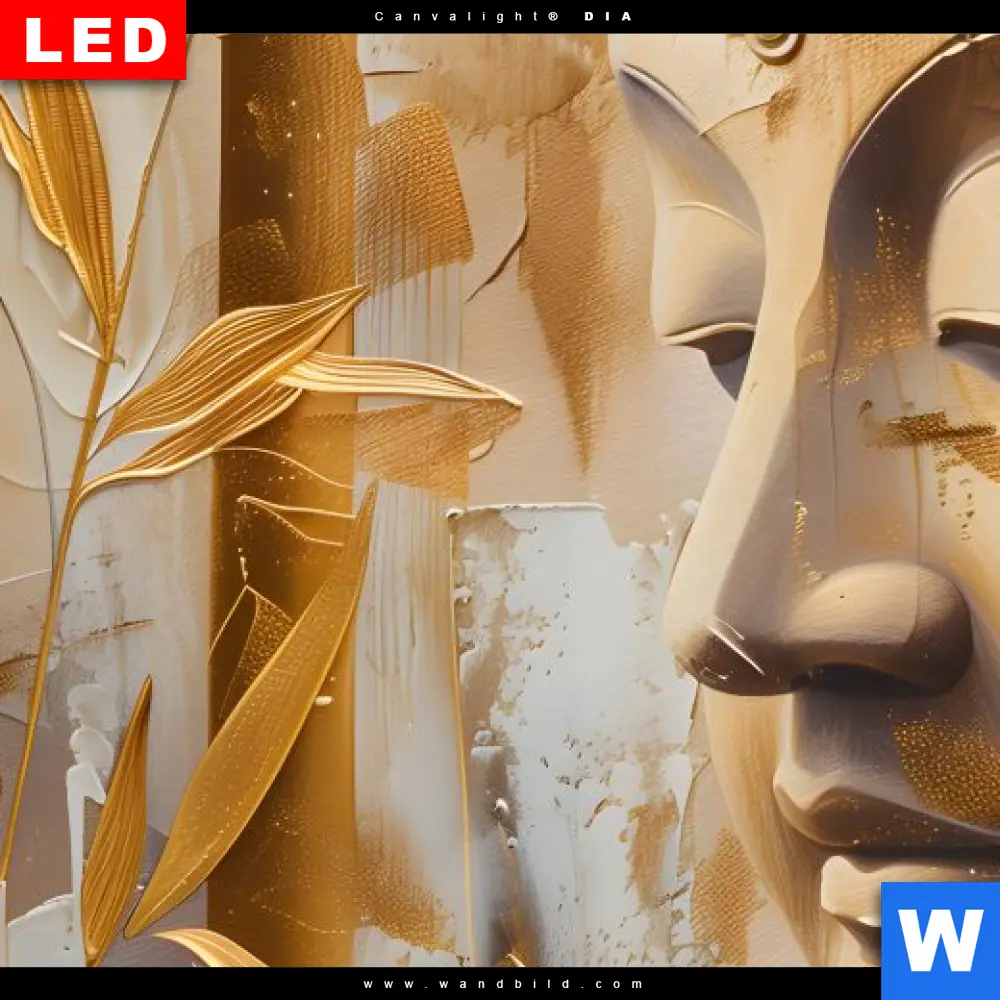 Wechselmotiv Acrylglas Canvalight® DIA | Buddha-Statue im goldenen Bambus | Quadrat - Image 4