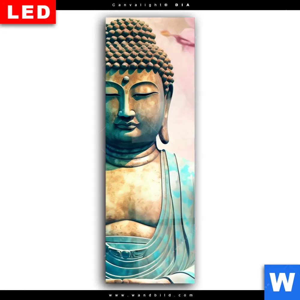 Wechselmotiv Acrylglas Canvalight® DIA | Buddha Statue mit Kirschblüten | Schmal - Image 2