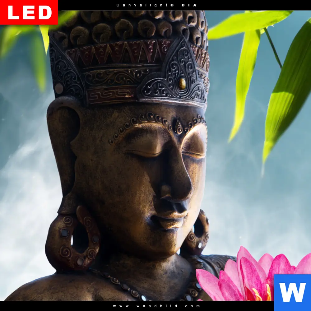 Wechselmotiv Acrylglas Canvalight® DIA | Buddha Statue mit Seerose | Panorama - Image 4