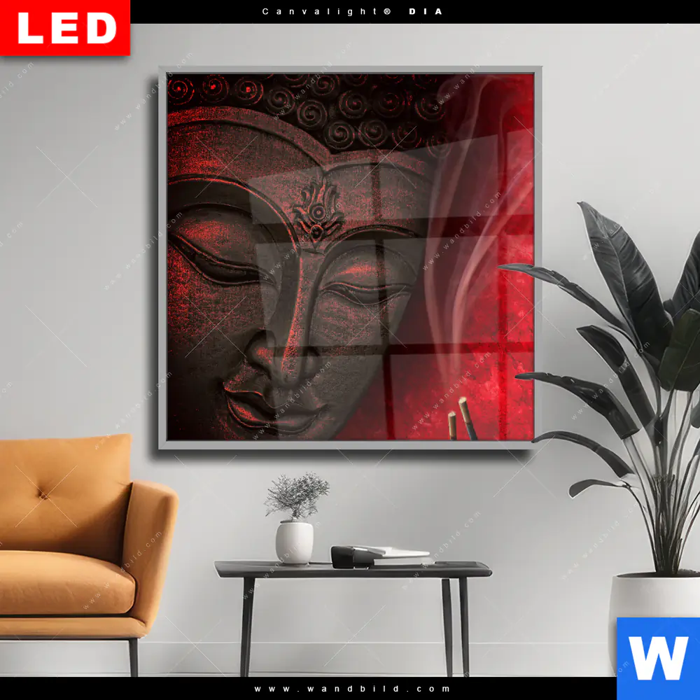 Wechselmotiv Acrylglas Canvalight® DIA | Buddha & Weihrauch | Quadrat
