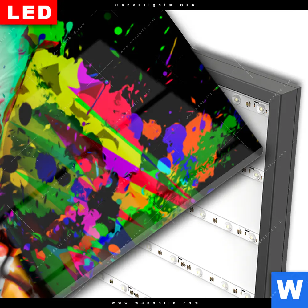 Wechselmotiv Acrylglas Canvalight® DIA | Bunte Bulldogge Schwarz | Schmal - Image 3
