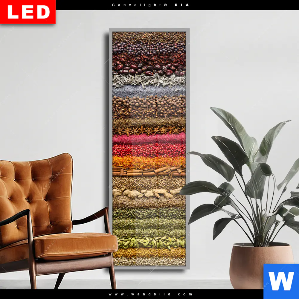 Wechselmotiv Acrylglas Canvalight® DIA | Bunte Gewürze | Schmal
